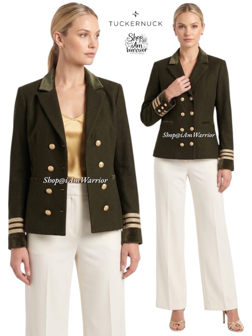 Tuckernut olive green double breasted military style jacket *shop@iamwarrior